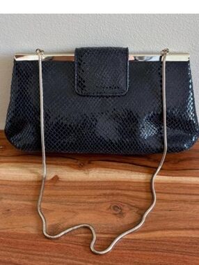 Vintage 90s Banana Republic Faux Black Snakeskin Evening Bag  Like New
